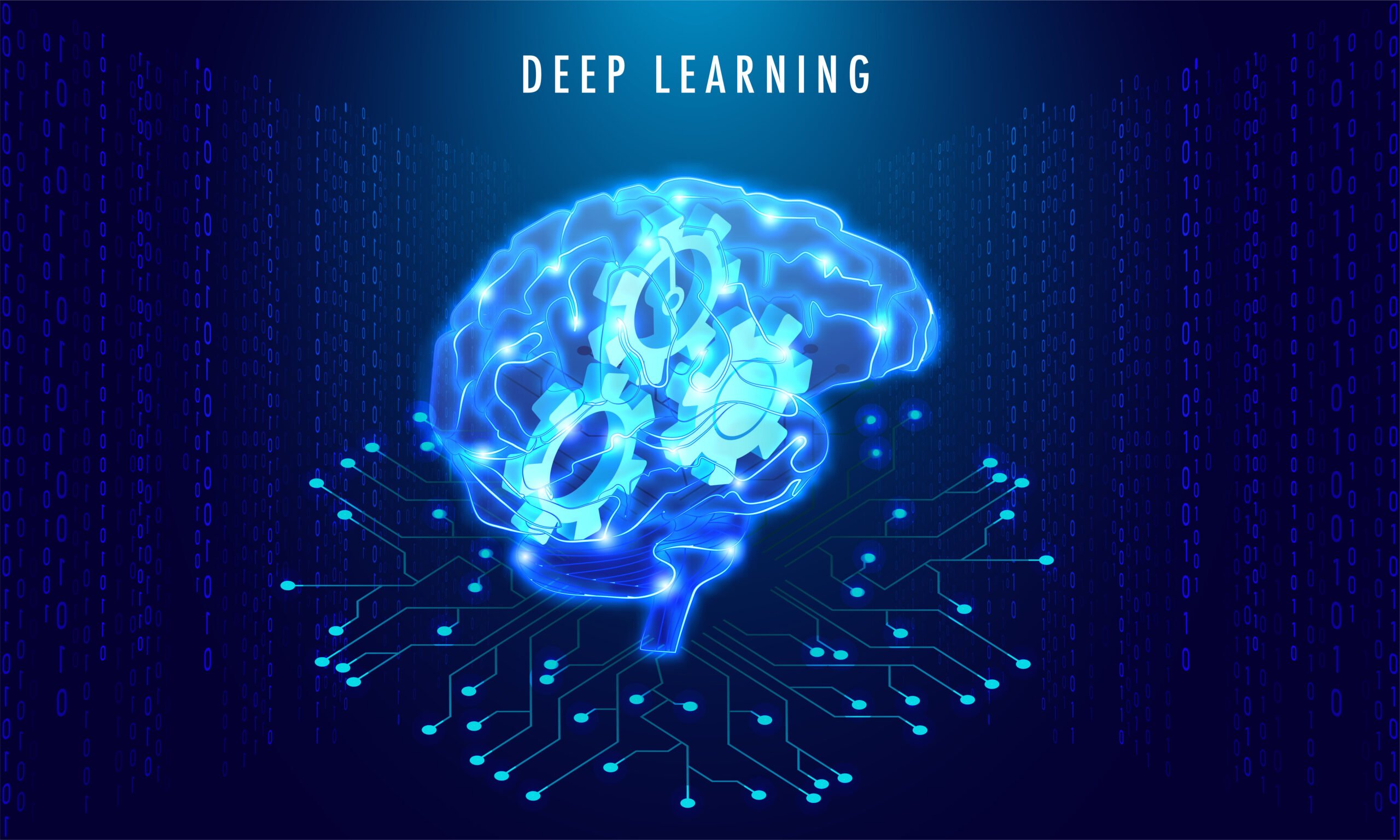 Deep ai. Дип Лернинг. Глубокое обучение. Deep Machine Learning. Deep Learning на синем фоне.